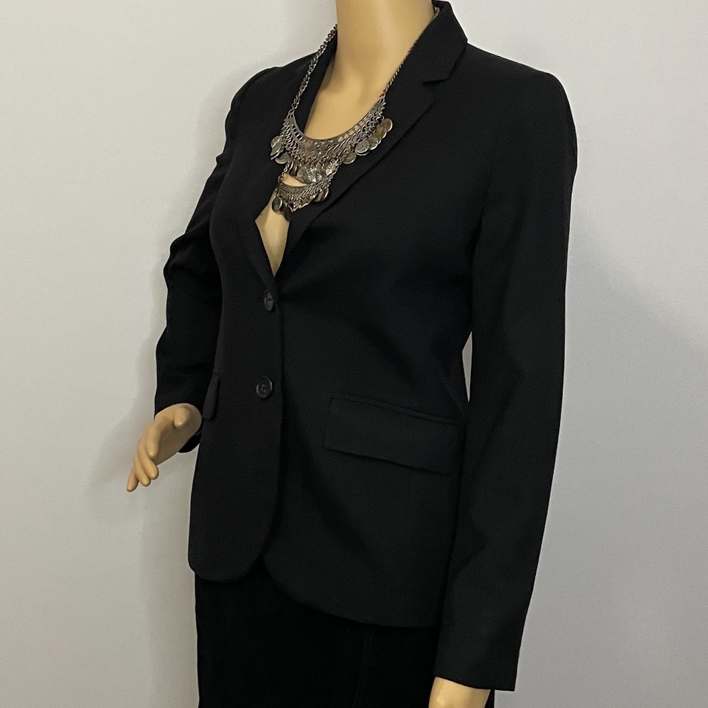 Black Classic Fitted Tiny Flared Blazer With Two … - image 7